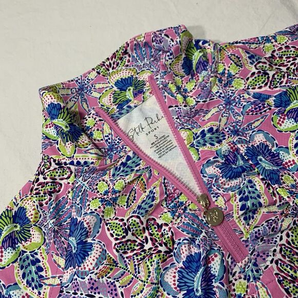 NWT Ladies Stella Parker Pink Floral Long Sleeve 1/4 Zip Golf Shirt-Size S Small - Picture 1 of 10